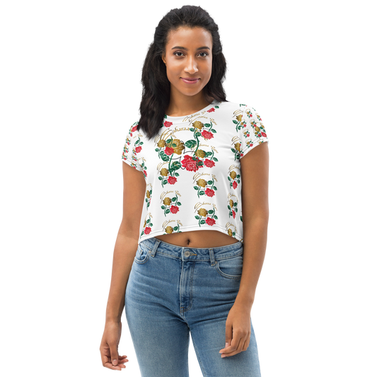 Saharaa Rose All-Over Print Crop Tee