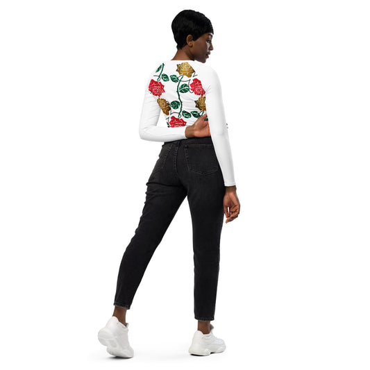 Rose Long-Sleeve Crop Top